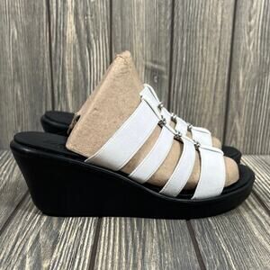 Skechers Luxe Foam Sandals White Strappy‎ Rhinestone Comfort Cushion Wm Sz 7